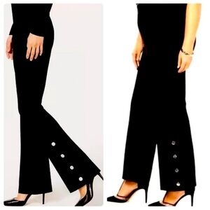 I.N.C international concepts Chic Black Flared Pants with Button Detail size 0